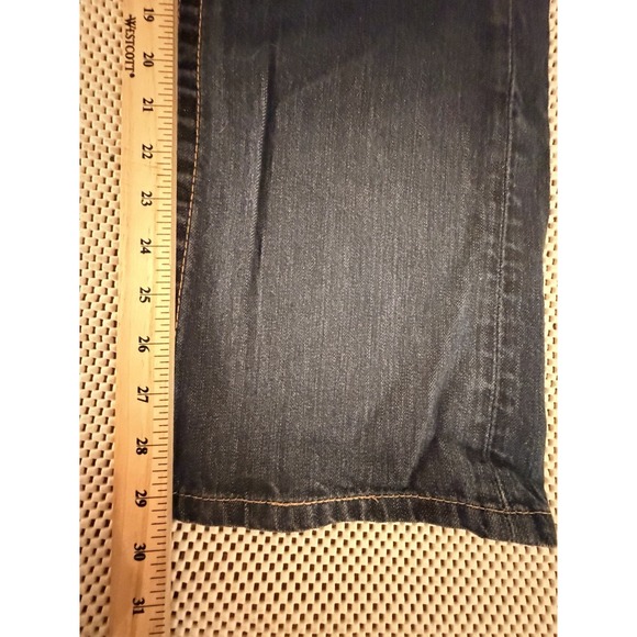 True Religion Ricky Jeans Size 34 Straight Leg Mid Rise Orange Flap Pockets USA - Picture 7 of 13